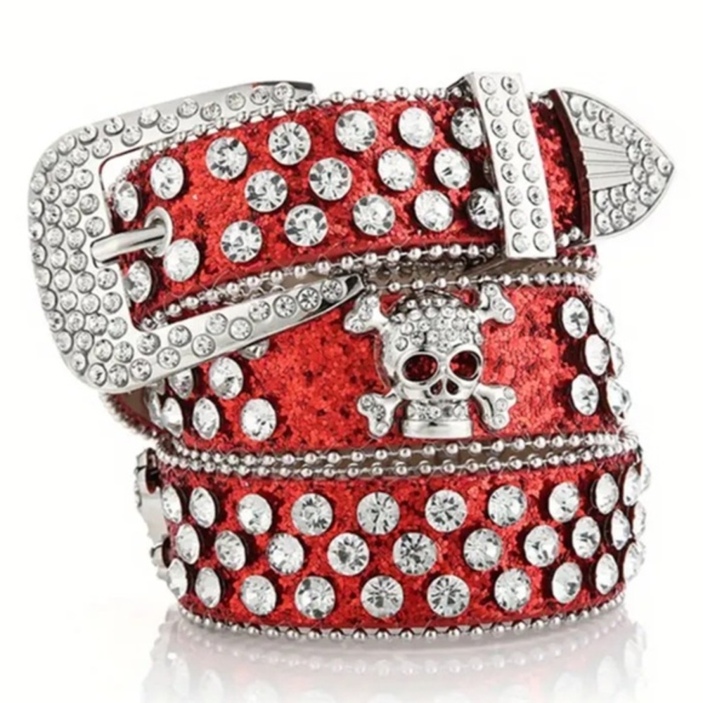 Metal Rocker Bling Skull Y2K Hip-Hop Style Trendy Gem Jeweled Unisex Belt